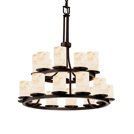 Justice Design Group Alabaster Rocks 21 Light 2 Tier Chandelier