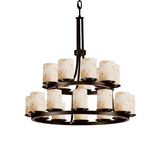 Justice Design Group Alabaster Rocks 33" Wide Ring Chandelier