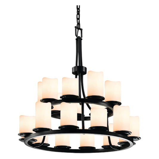 Justice Design Group CandleAria 33" Wide Ring Chandelier with Cream Shades