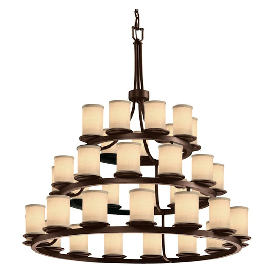 Justice Design Group Textile 42" Wide Ring Chandelier with Cream Shades