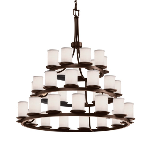 Justice Design Group Textile 36 Light 42" Wide Pillar Candle Style Chandelier with White Fabric Shades