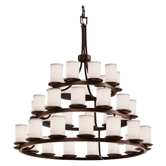 Justice Design Group Textile 42" Wide Ring Chandelier with White Shades