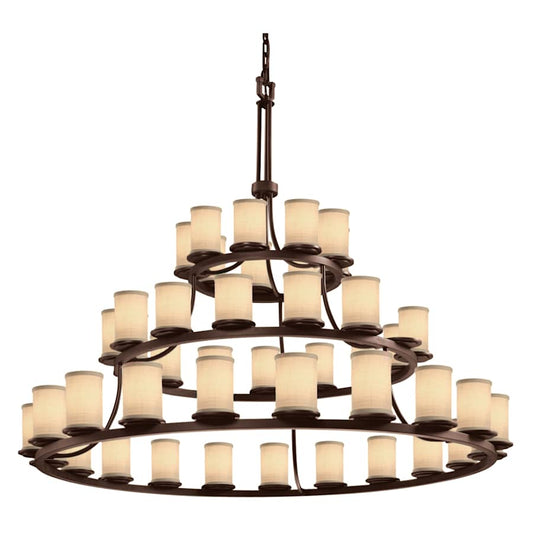 Justice Design Group Textile 60" Wide Ring Chandelier with Cream Shades