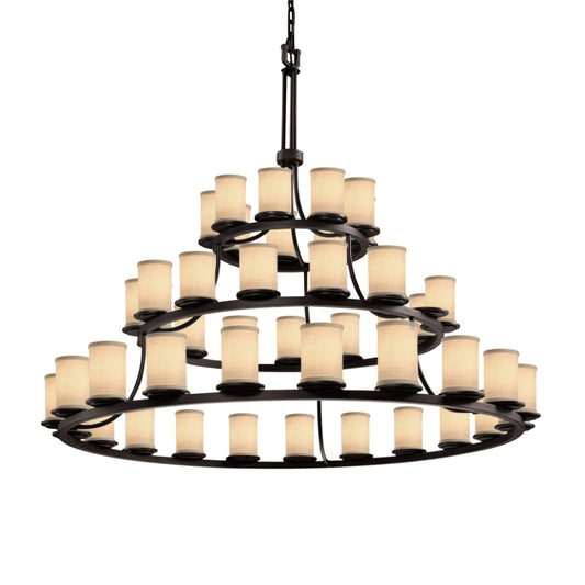 Justice Design Group Textile 45 Light 60" Wide Pillar Candle Style Chandelier with Cream Woven Fabric Shades