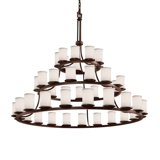 Justice Design Group Textile 60" Wide Ring Chandelier with White Shades
