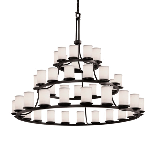 Justice Design Group Textile 45 Light 60" Wide Ring Chandelier with White Shade