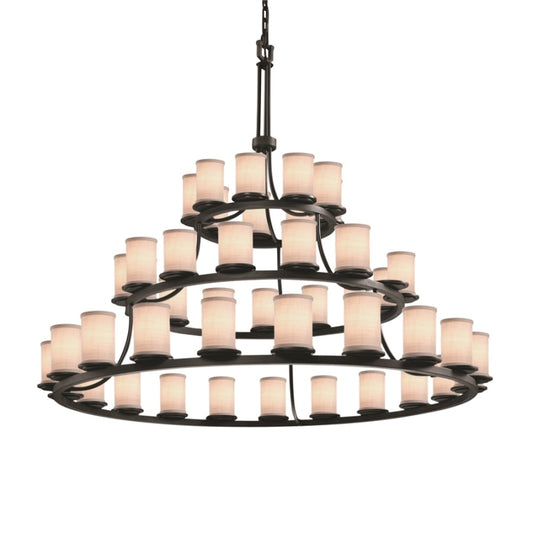 Justice Design Group Textile 60" Wide Ring Chandelier with White Shades