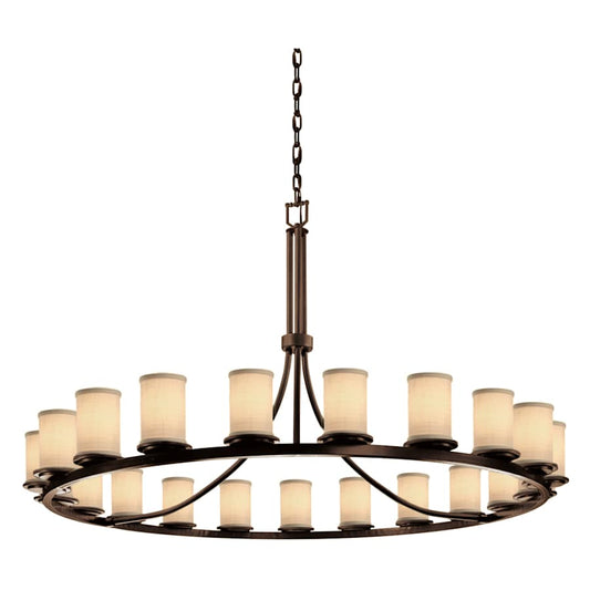 Justice Design Group Textile 60" Wide Ring Chandelier with Cream Shades