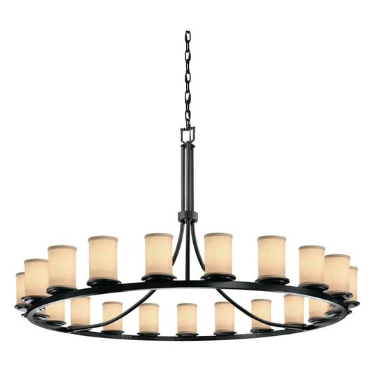 Justice Design Group Textile 60" Wide Ring Chandelier with Cream Shades
