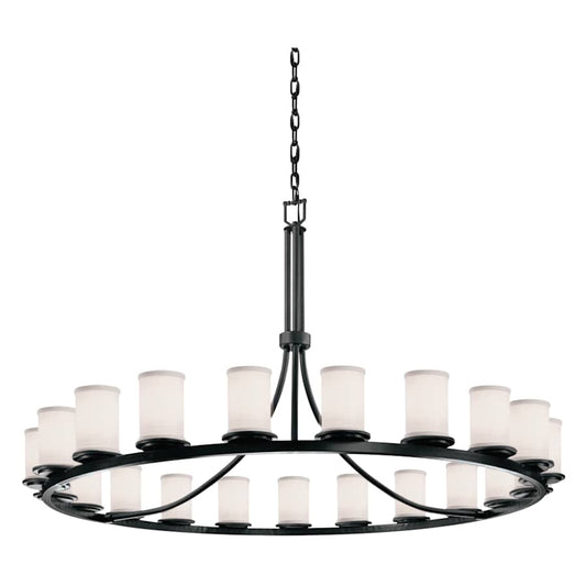 Justice Design Group Textile 60" Wide Ring Chandelier with White Shades