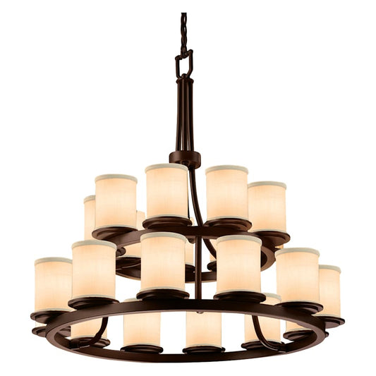 Justice Design Group Textile 33" Wide Ring Chandelier with Cream Shades