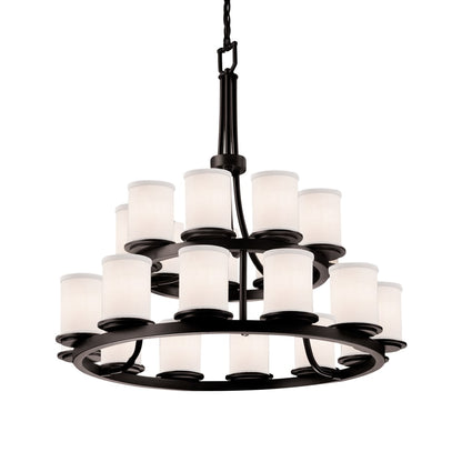Justice Design Group Textile 33" Dakota 21 Light Shaded Chandelier