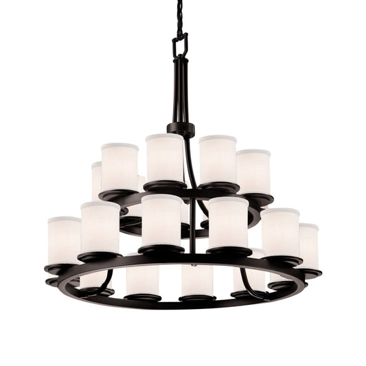 Justice Design Group Textile 33" Dakota 21 Light Shaded Chandelier