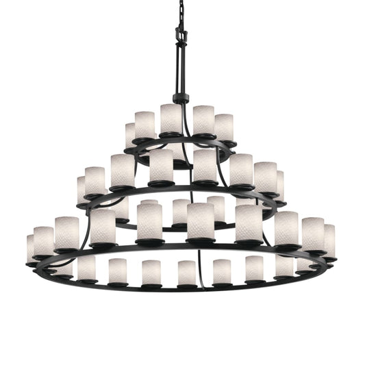 Justice Design Group Fusion 45 Light 60" Wide Pillar Candle Style Chandelier with Weave-Patterned Glass Shades
