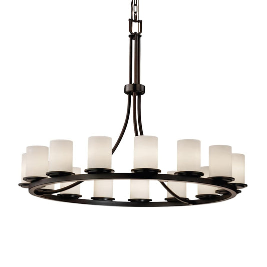 Justice Design Group Fusion 42" Wide Ring Chandelier with Opal Shades