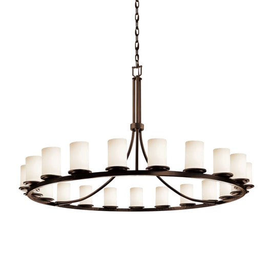 Justice Design Group Fusion 21 Light 60" Wide Pillar Candle Style Chandelier with Opal Glass Shades