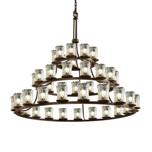 Justice Design Group Veneto Luce 45 Light 60" Wide Chandelier with Clear Textured Glass Shades