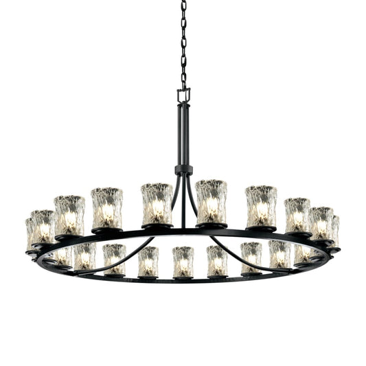Justice Design Group Veneto Luce 21 Light 60" Wide Chandelier with Clear Textured Glass Shades