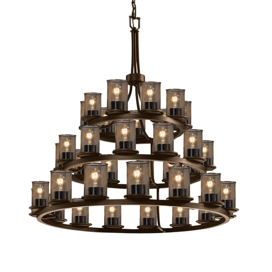 Justice Design Group Wire Mesh 36 Light 42" Wide Pillar Candle Ring Chandelier with Wire Mesh Shades