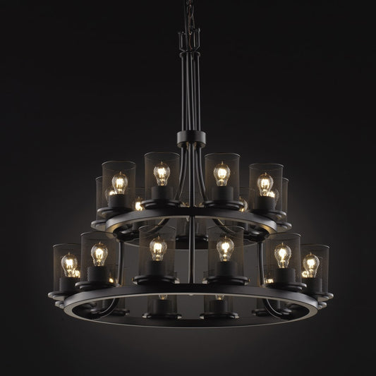 Justice Design Group Wire Mesh 21 Light 33" Wide Pillar Candle Style Chandelier with Wire Mesh Shades