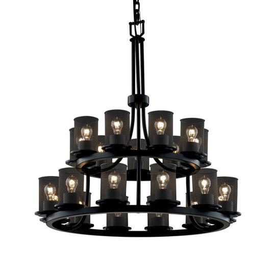 Justice Design Group Wire Mesh 21 Light 33" Wide Pillar Candle Style Chandelier with Wire Mesh Shades