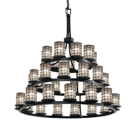 Justice Design Group Wire Glass 36 Light 42" Wide Pillar Candle Style Chandelier with Clear, Bubble Glass Shades