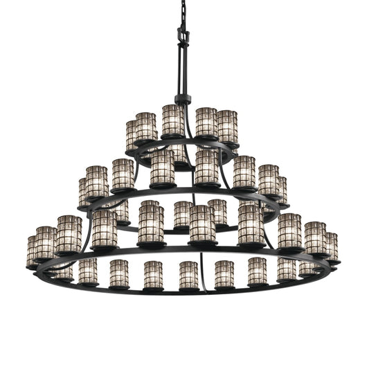 Justice Design Group Wire Glass 45 Light 60" Wide Pillar Candle Style Chandelier with Clear, Bubble Glass Shades