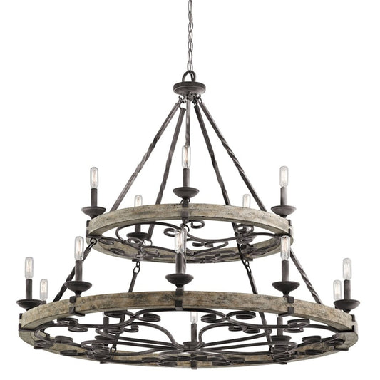 Kichler Taulbee 15 Light 44" Wide 2 Tier Ring Chandelier