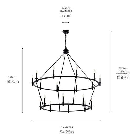 Kichler Carrick 18 Light 55" Wide Taper Candle Ring Chandelier