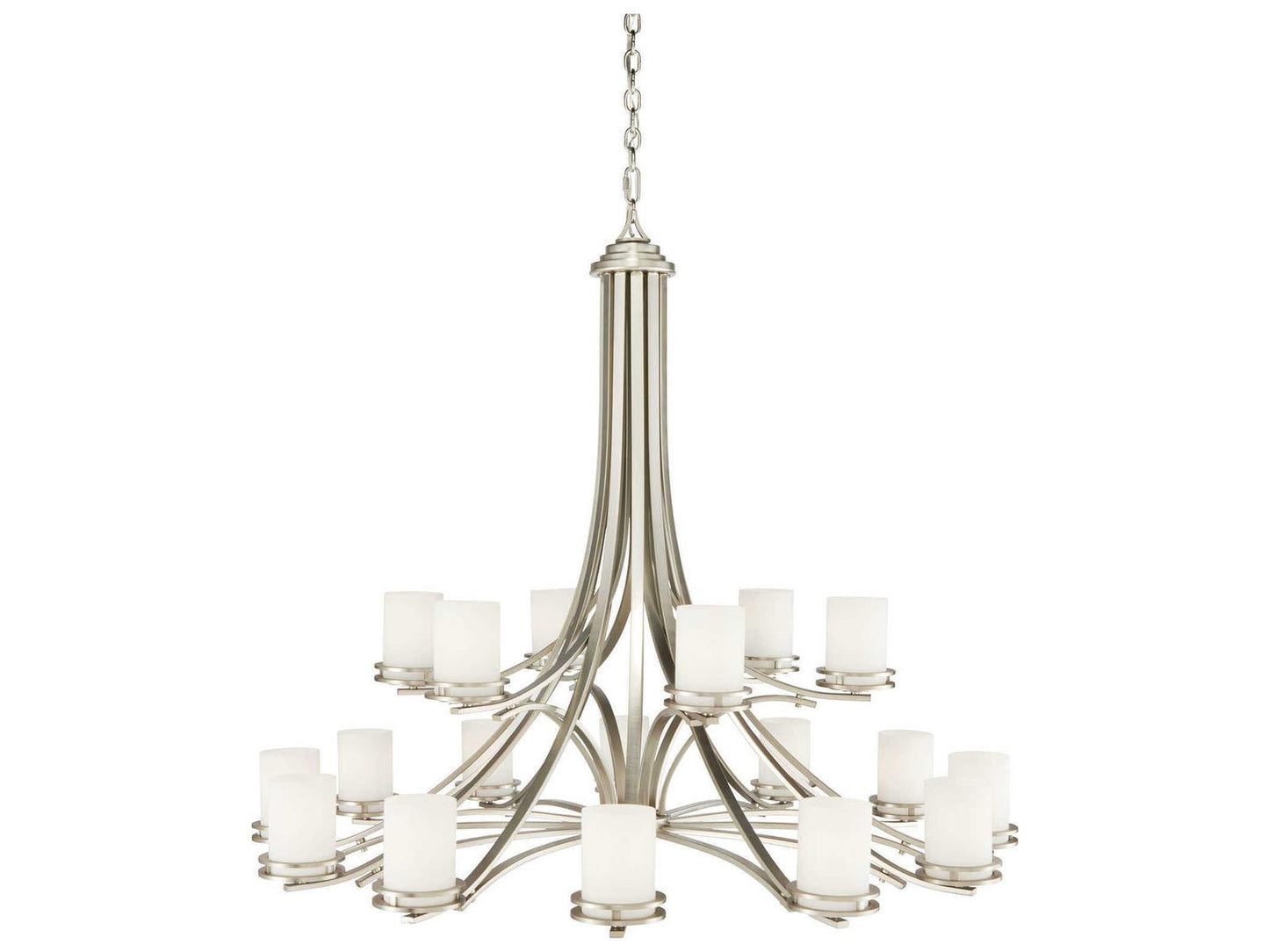 Kichler Hendrik 18-Light 2-Tier Chandelier in Brushed Nickel with Satin Etched Glass