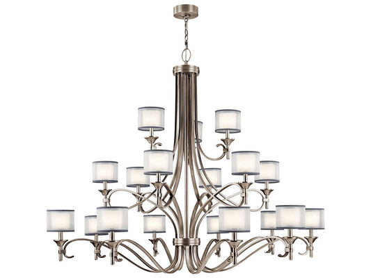 Kichler Lacey 18-Light Multi Tier Chandelier in Antique Pewter with Organza Shades
