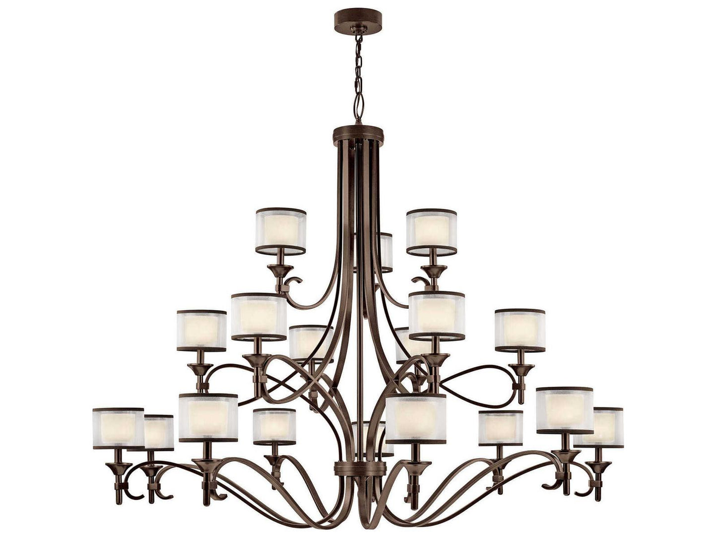 Kichler Lacey 18-Light Grand Chandelier in Mission Bronze with Glass Shades