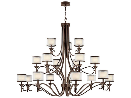 Kichler Lacey 18-Light Grand Chandelier in Mission Bronze with Glass Shades