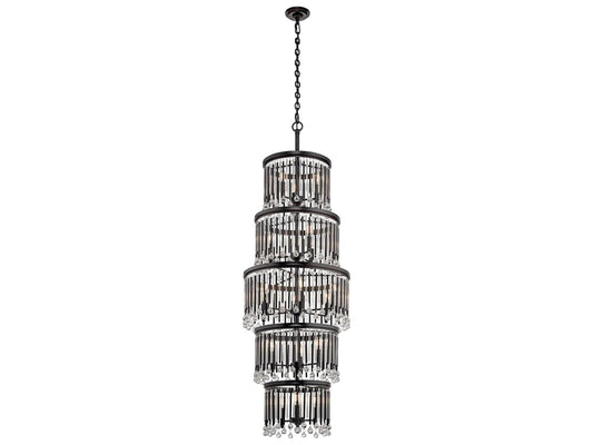 Kichler 18-Light Piper Chandelier with Clear Glass and Espresso Finish