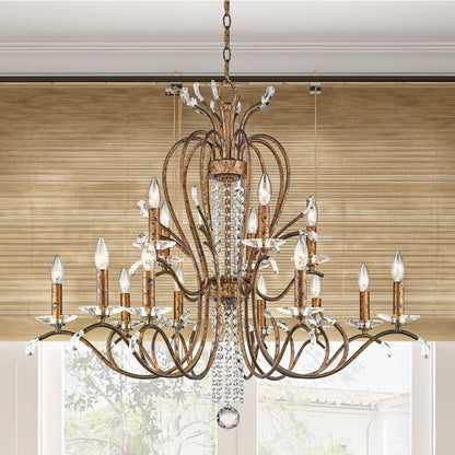 Livex Lighting Serafina 15 Light 2 Tier Crystal Candle Style Chandelier