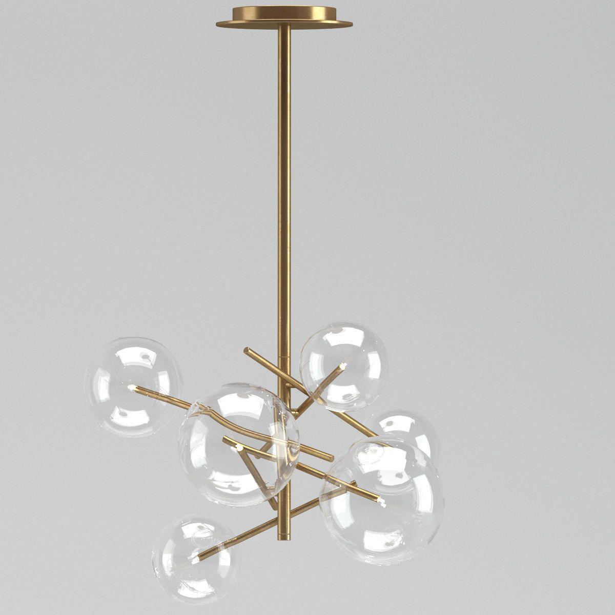 Bolle Chandelier 6heads ∅ 23.6″ x H 26.3″ / Dia 60cm x H 67cm / Gold & Clear Chandelier