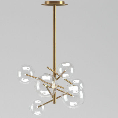 Bolle Chandelier 6heads ∅ 23.6″ x H 26.3″ / Dia 60cm x H 67cm / Gold & Clear Chandelier