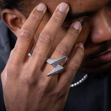 Moissanite Lightning Bolt Ring  Warrior