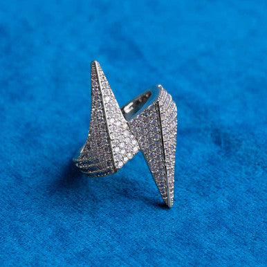 Moissanite Lightning Bolt Ring  Warrior