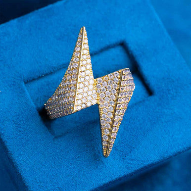 Moissanite Lightning Bolt Ring  Warrior