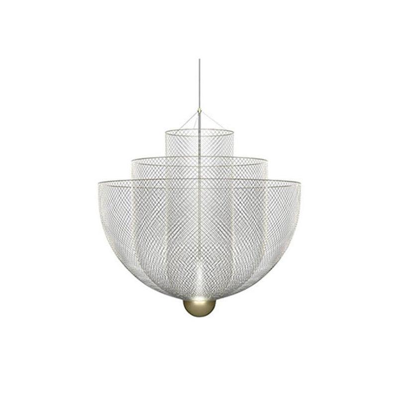 Meshmatics Hanging lamp ∅ 23.6″ x H 23.6″ / Dia 60cm x H 60cm / Chrome Lamp Body & Gold Base / Warm Light Chandelier