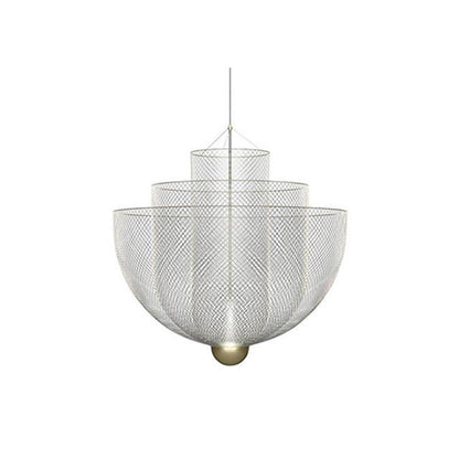 Meshmatics Hanging lamp ∅ 23.6″ x H 23.6″ / Dia 60cm x H 60cm / Chrome Lamp Body & Gold Base / Warm Light Chandelier