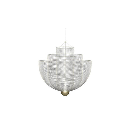 Meshmatics Hanging lamp ∅ 17.7″ x H 17.7″ / Dia 45cm x H 45cm / Chrome Lamp Body & Gold Base / Warm Light Chandelier
