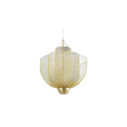 Meshmatics Hanging lamp ∅ 17.7″ x H 17.7″ / Dia 45cm x H 45cm / Gold Lamp Body & Gold Base / Warm Light Chandelier