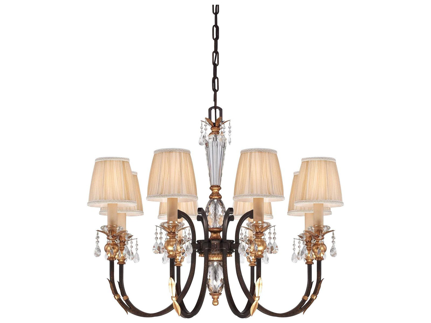 Metropolitan Bella Cristallo 8-Light French Bronze Gold Crystal Glass Candelabra Chandelier