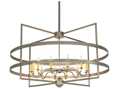 Meyda Aldari 12-Light Antique Brass Candelabra Geometric Chandelier