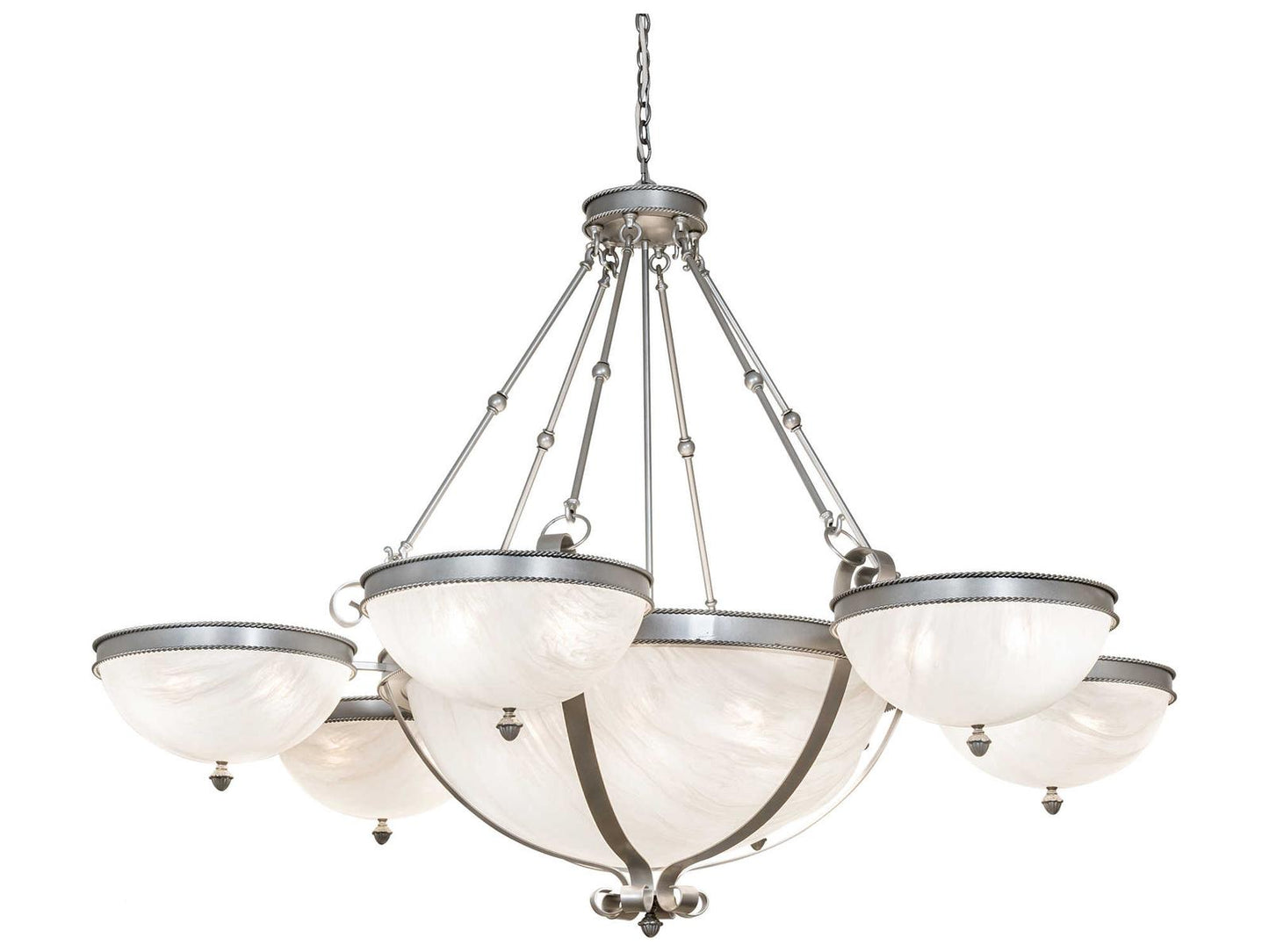 Meyda 18-Light Alonzo Chandelier in Bronze with Light Sandstone Gray Idalight Bowl