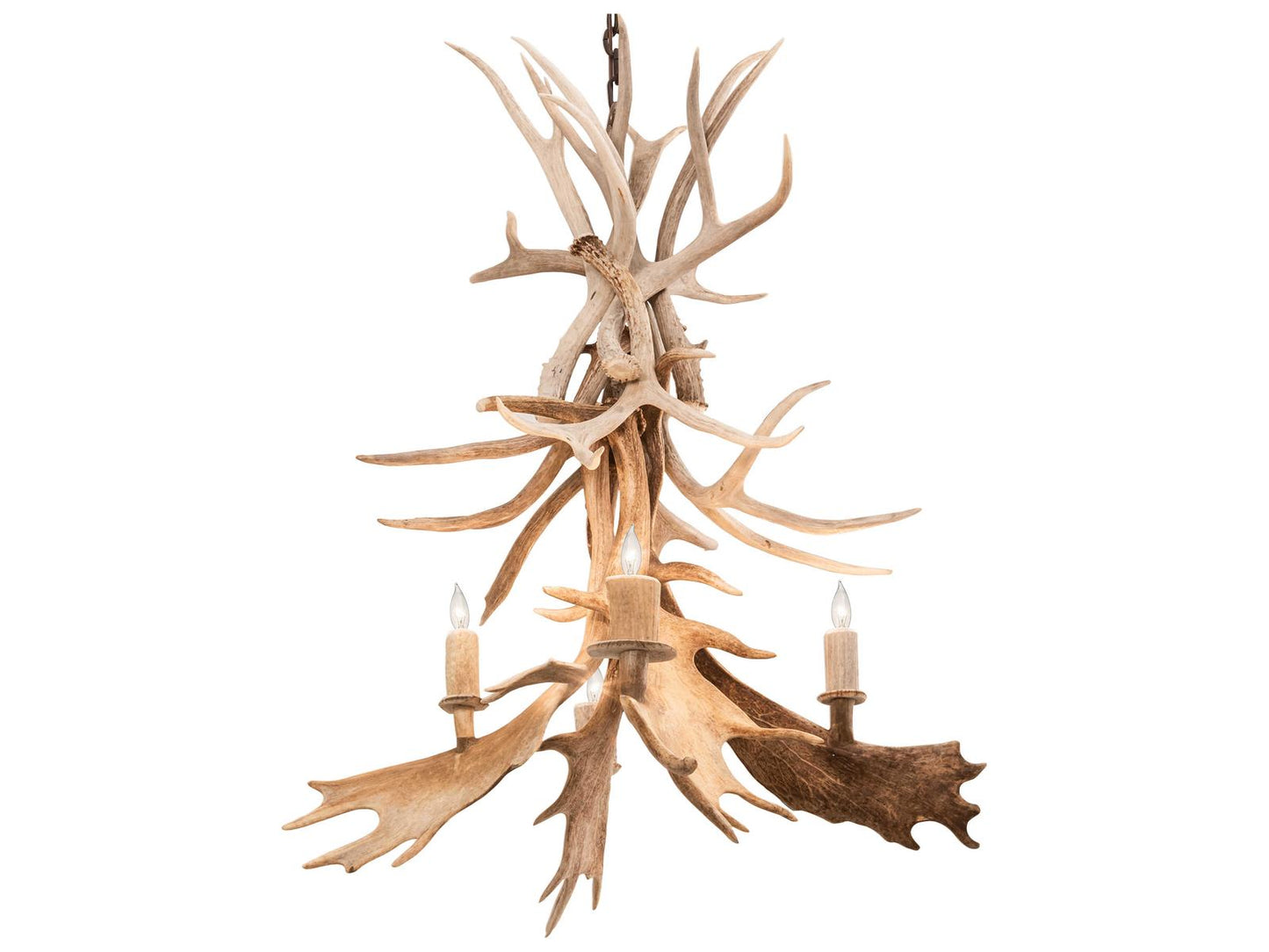 Meyda Antlers 4-Light Off White Candelabra Chandelier with Faux Antlers