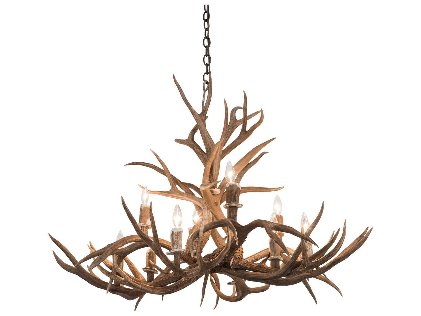 Meyda Antlers 10-Light Candelabra Chandelier in Antique Copper Finish