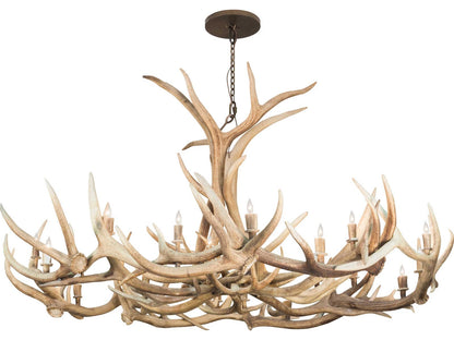 Meyda Antlers 18-Light Candelabra Chandelier in Antique Copper with Off-White Accents